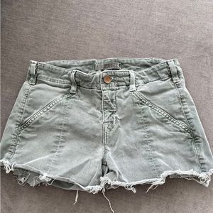 J Brand faded green jean shorts